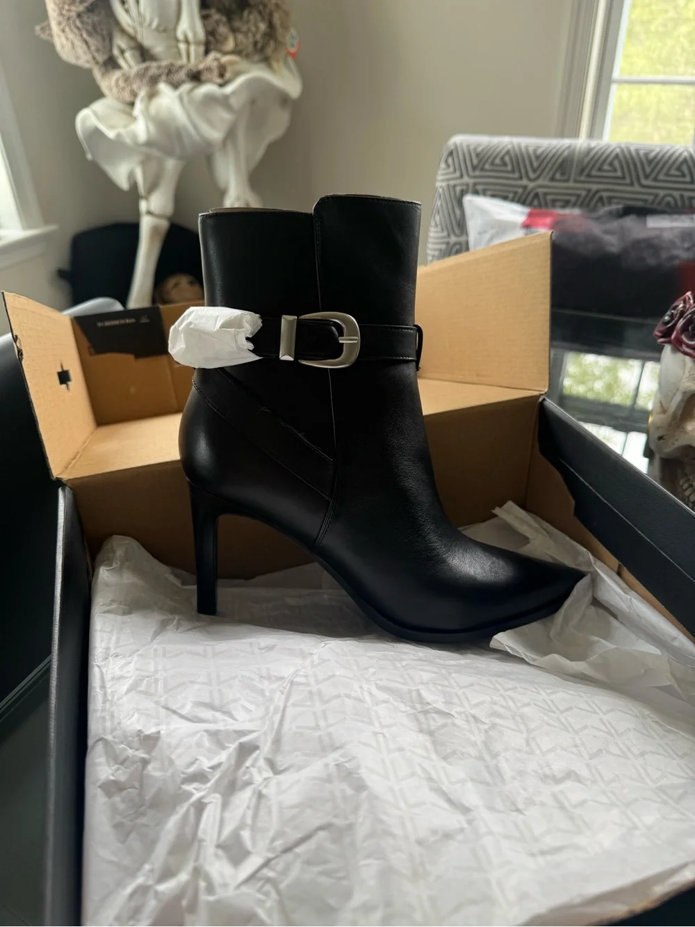 Marc Fisher LTD Black Leather Rafia Bootie